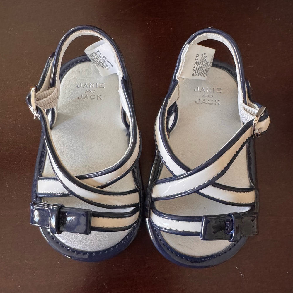 Janie and Jack Navy and White Kids Sandals